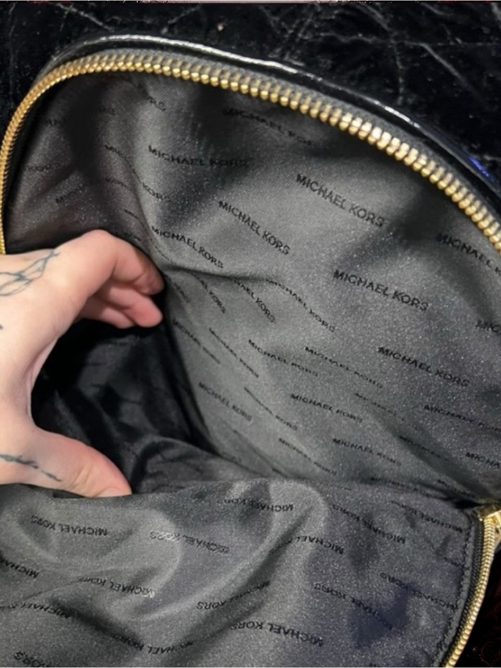 Preowned Michael Kors Black Quilted Velvet Backpack Bag – EUC - Picture 7 of 8